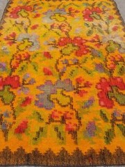 Antique Hand Woven Bessarabian Romanian Floral Design Kilim Rug 7.11×5.9ft