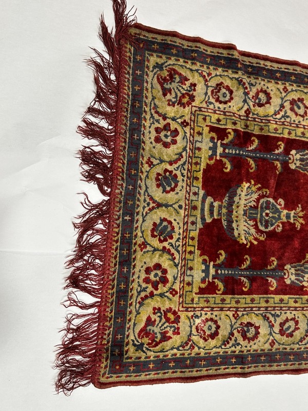 Antique Prayer Rug Anatolian Turkish Carpet Mihrab 25"x43" Vintage Red gallery