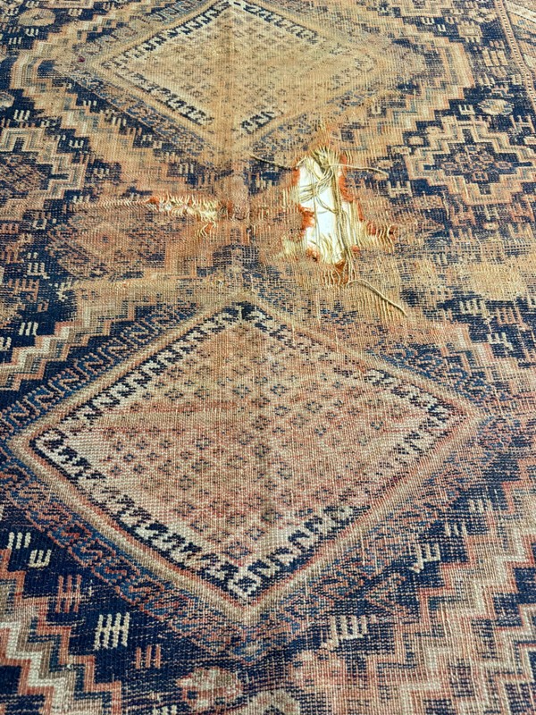Antique Oriental Hand-Knotted Wool Area Rug 200 Year Old Collectible 3'5" x 5' gallery