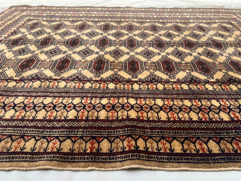 Vintage Afghan Baluchi Rug 4'2x5'9 Hand Knotted Tribal Geometric Oriental Carpet gallery