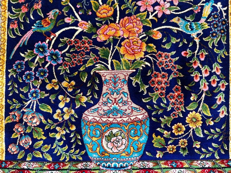Luxurious New Silk Rug Oriental Floral Pattern Premium Quality Carpet 3x4 ft gallery