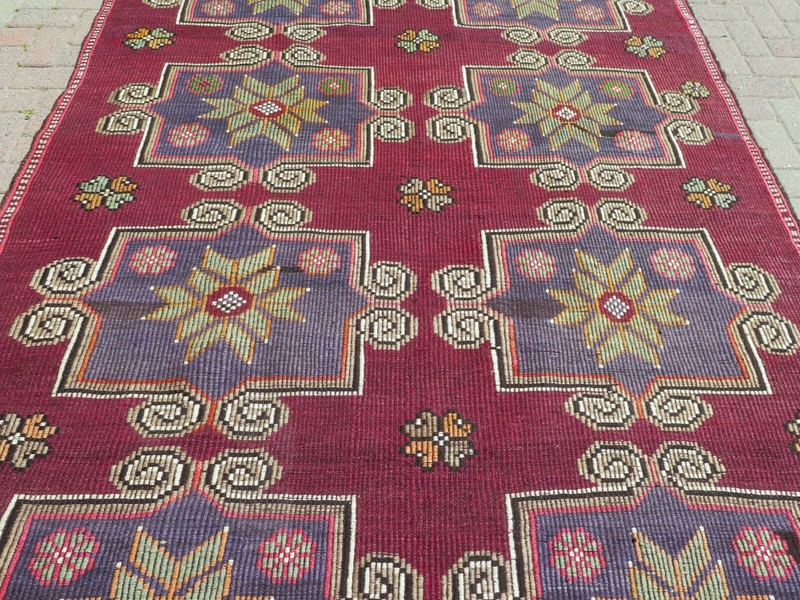 Turkish Mut Nomad Area Rugs Handmade Wool Kilim 74"X118" Boho Rug Kelim Carpet gallery
