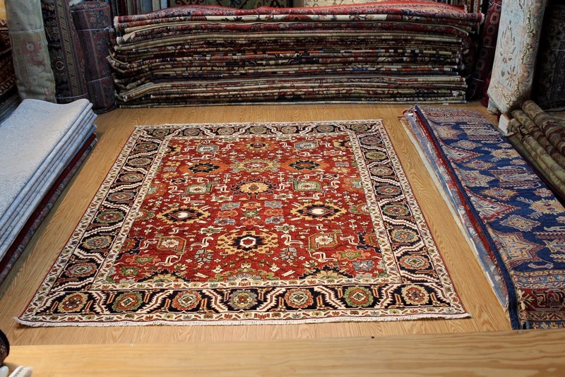 Top Quality 8X10 Handmade Oriental rug, MAHAL Design RUST blue vegetable dye gallery