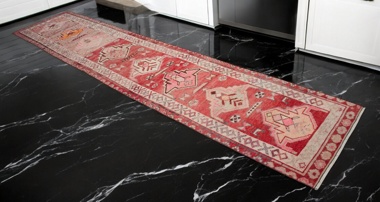 Turkish Runner Rug, Hand Made Rug, Tribal Wool Rug, Ethnic Runner Rug 3 x 12 ft gallery