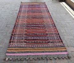 4’2 x 11’5 Hand woven vintage afghan tribal maldari kilim rug, Unique wool rug