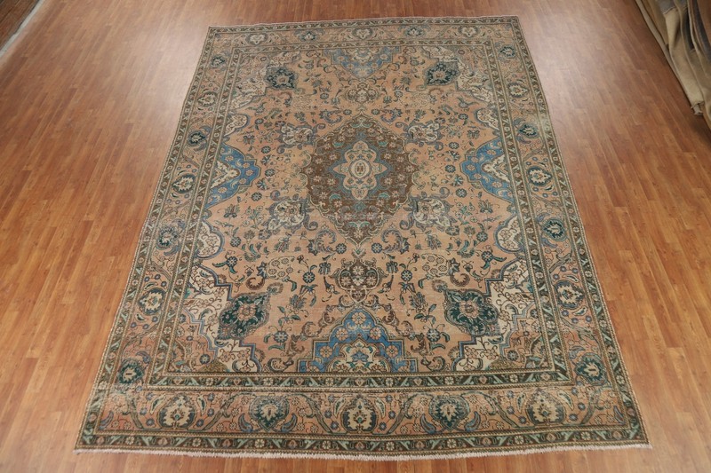 Vintage Tebriz Floral Traditional Area Rug 10x13 Wool Handmade Dining Room Rug gallery