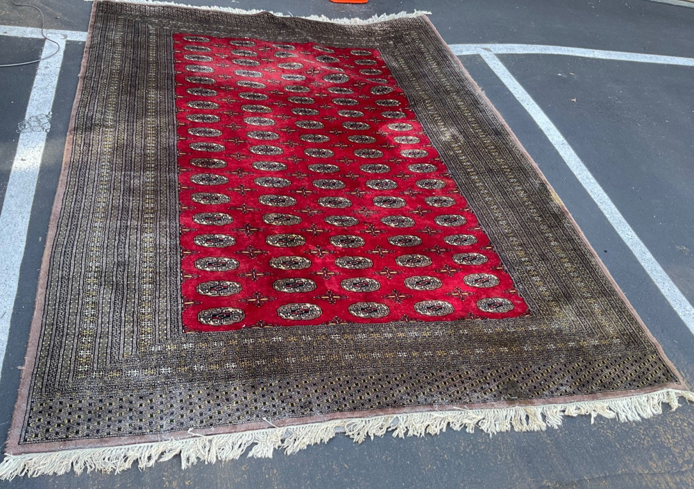 Vintage Persian Rug Wool Bokhara Hand Knotted Oriental Area Rug 7'X10'