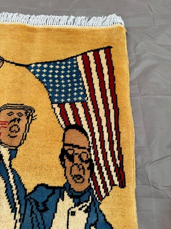 Afghan Handmade Trump USA Flag Rug Wall Hanging Wool Carpet Patriotic Art Decor gallery