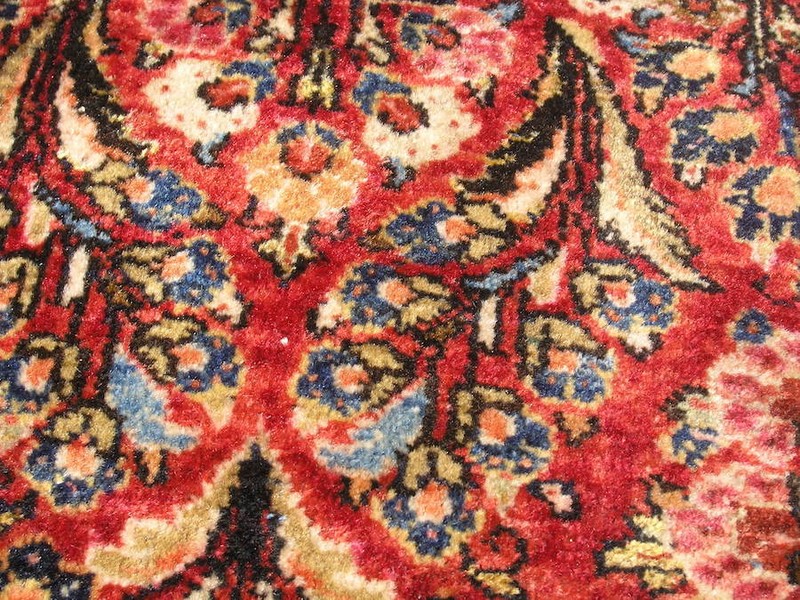 Excellent Antique Saroukk Red Hand Knotted Wool Oriental Rug Washed 2'3" x 4'2" gallery