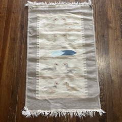 Turkish Rug Killim Rug,Handmade Geometric Birds Design Kilim Rug 24”x38.5”