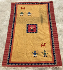 Vintage Traditional Handmade Beautiful Gabbeh Kilim Floor Rug Carpet 136×92 cm