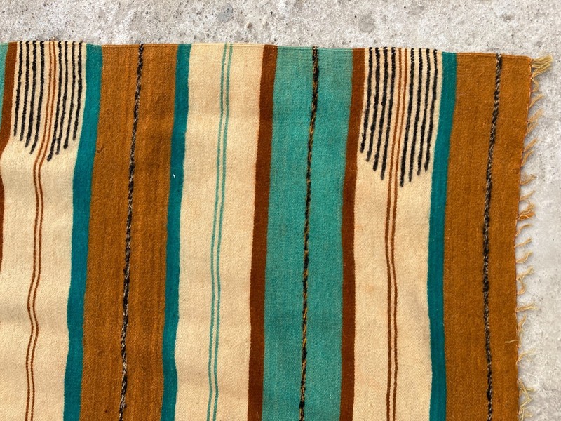 Vintage Handmade Traditional Mexican Striped Kilim Floor Rug Carpet 330x187 cm gallery