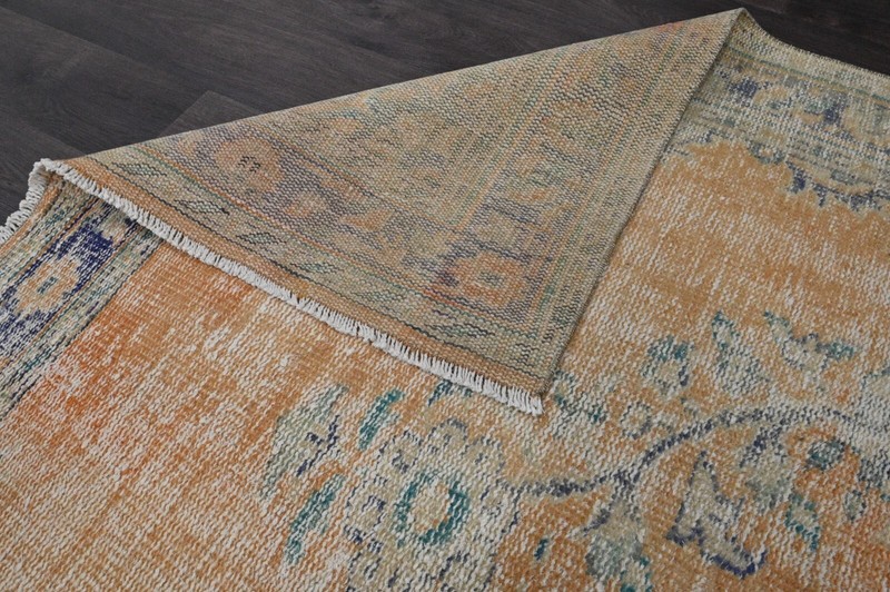 Oushak Turkish Vintage Rug 5x8 Kilim Rug Anatolian Handmade Boho Decor ORANGE gallery
