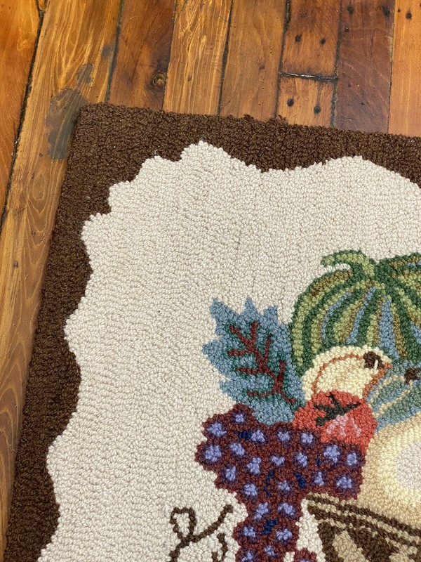 Vintage Hooked Rug, Kitchen Doorway Bedroom Autumn, Gourds, Grapes 34.5 x 24.25 gallery