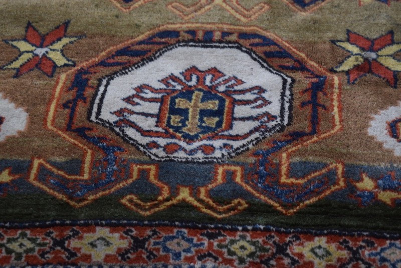 Vintage Caucasian handmade textile rug 5' x 6'6" wool warp gallery
