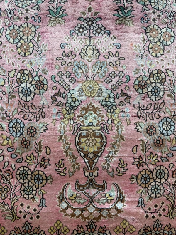 Vintage Fabulous Hand Knotted Kashmiri Silk Prayer Design Rug 150x92 Cm gallery