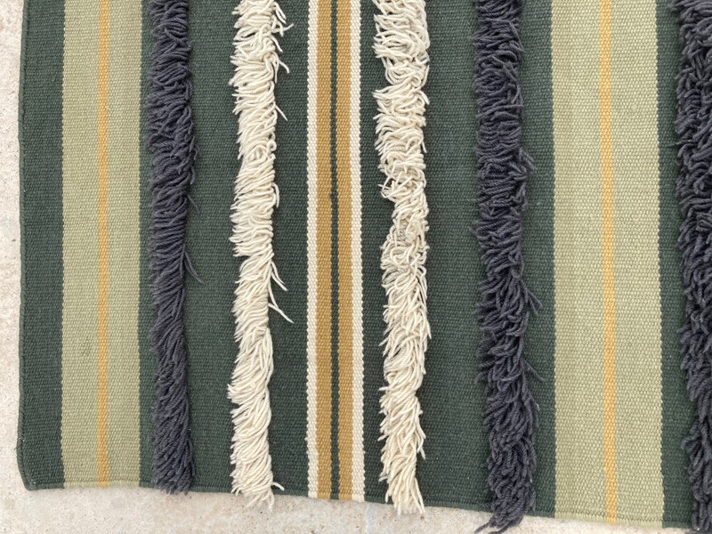 Vintage Traditional Handmade Lovely Striped Kilim Floor Rug Carpet 238x166 cm gallery