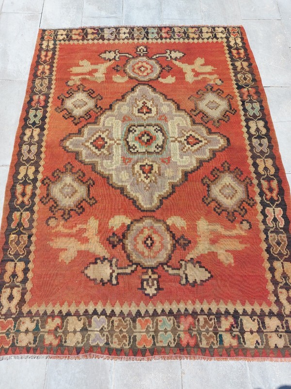 Recional Super Rare Antique Oushak Carpet Floral and Geometric Decor Rug gallery