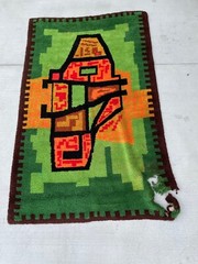 Hand Hooking Rug Handmade Fun 70’s pattern and colors 88″ x 55″ Vintage 1970’s