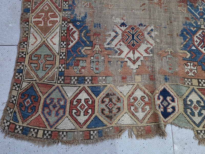Antique Kuba Rug, Hand Knotted Azerbaijani, Old Tribal Carpet ,Geometric Rug gallery