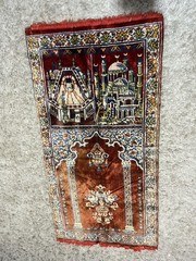 Vintage rare Muslim wall hanging decor pray 1980s 1970s Carpet rug