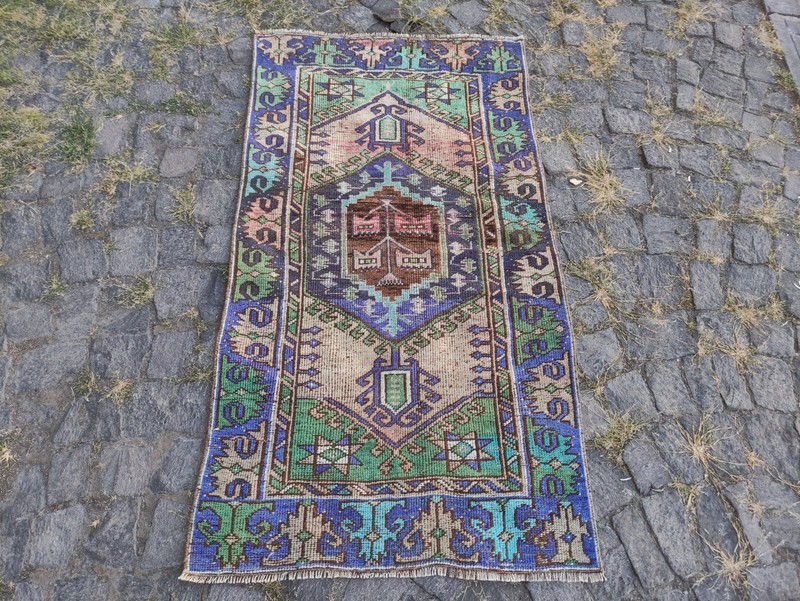 Valuable Old Area Rug 2.56 x 4.76 ft , Handmade 3x5 Kitchen Rug 78 x 145 cm gallery