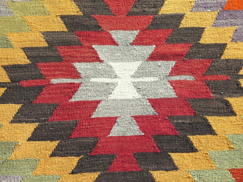 Area Rugs, Turkish Kilim Wool, Handmade Floor Carpet Large Teppich Tapi 76"x107" gallery
