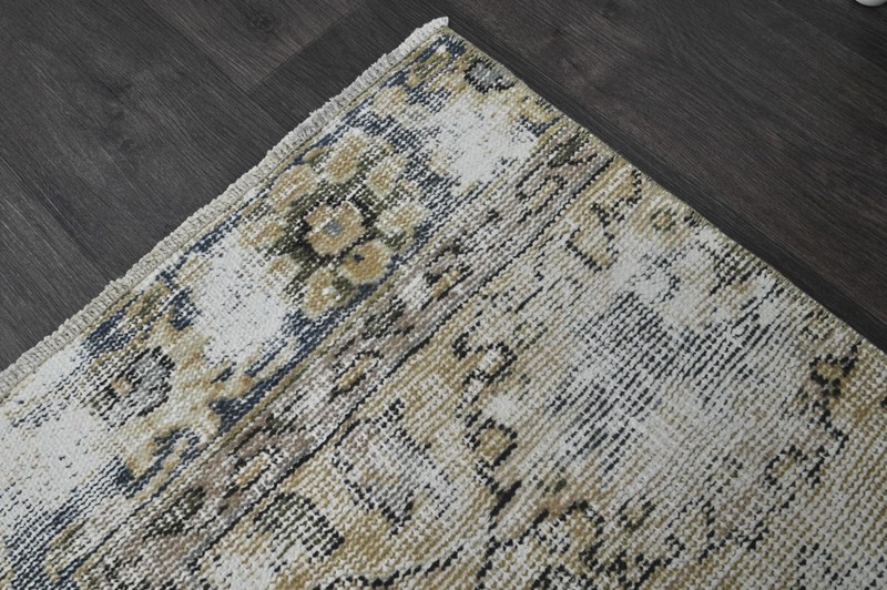 Vintage Turkish Runner Rug 2x5ft Wool Anatolian Handmade Hallway Oushak BEIGE gallery