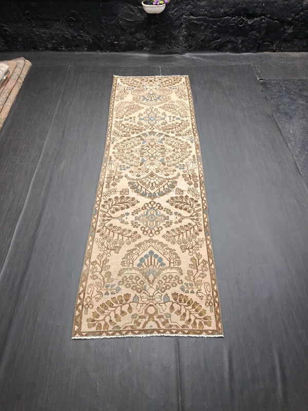 Vintage Oriental Entryway Runner, 2.5x8.2ft, Beige Antique Caucasian Hallway Rug gallery