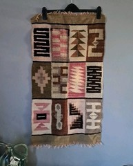 Kilim Vintage Traditional Hand Made kilim rug cream beigh pink brown 85x47cm