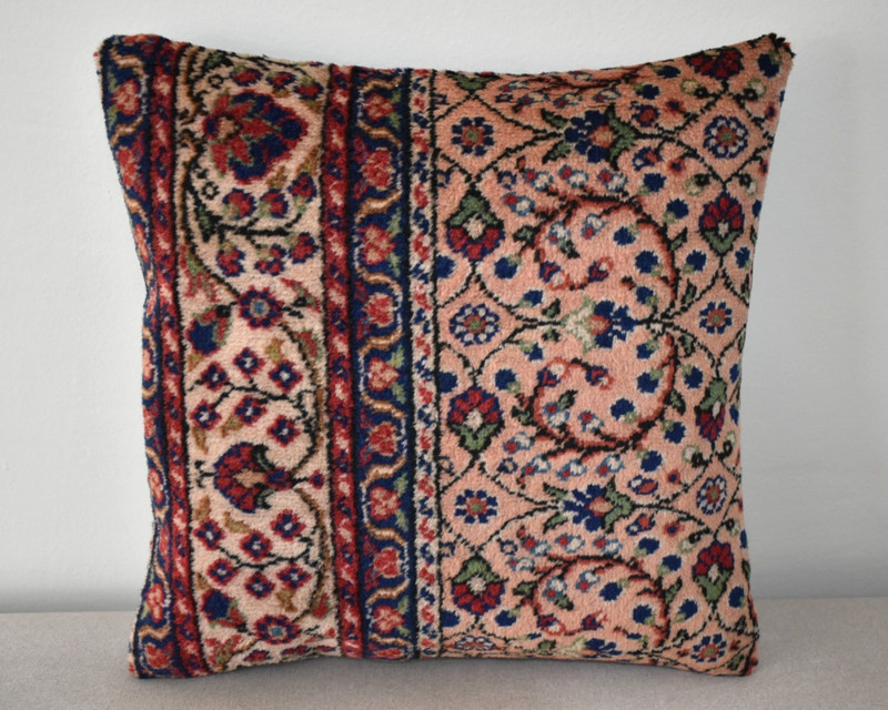 Turkish Pillow Cover Sofa Rug 16'' x 16'' Made of Antique Cushion Cover Carpet gallery