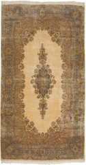 RRA 12×22 True Oriental Carpet Semi-Antique Medallion Ivory Rug 12166