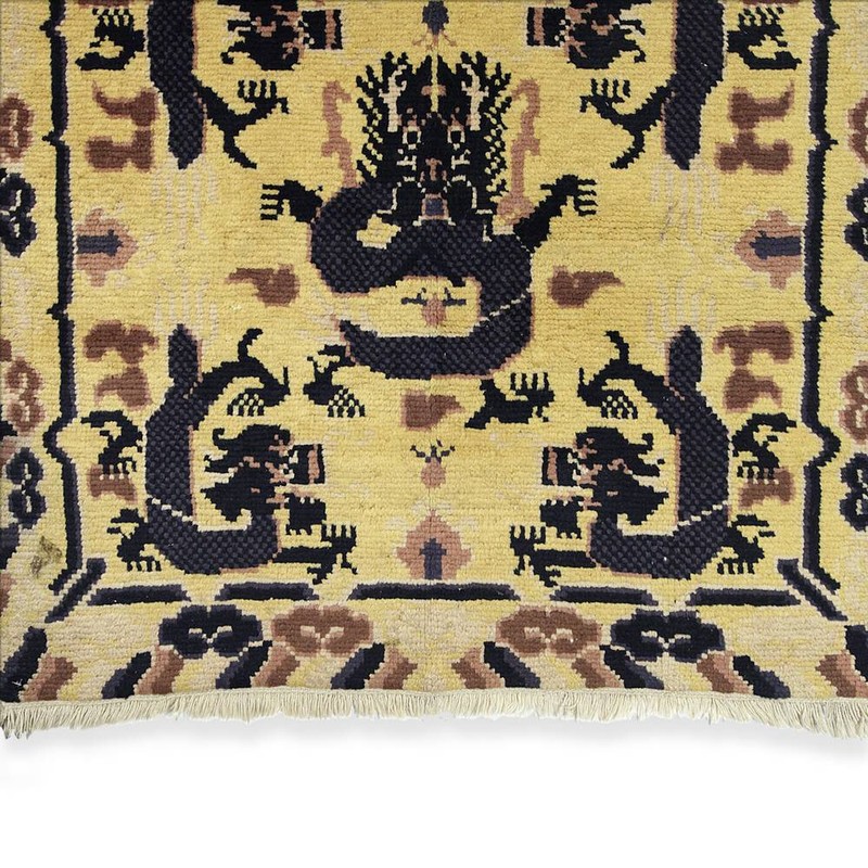 TIBETAN SADDLE RUG WOOL PILE DRAGON MOTIF TIBET CHINA TEXTILES 20TH C. gallery