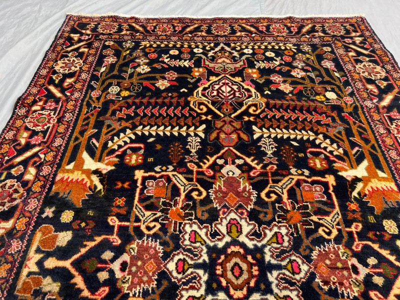 4'1" x 7'4" Vintage Afghan Hand-Knotted Tribal Wool Rug, Floral & Geometric Rug gallery