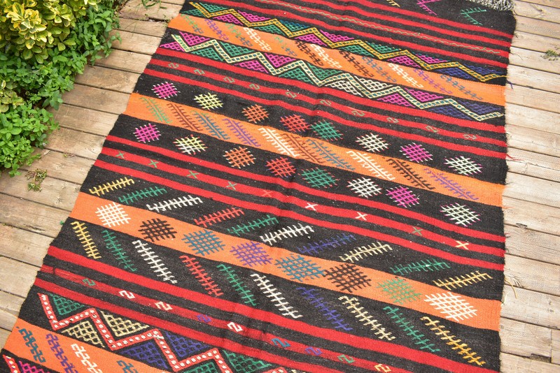 Kilim Old Rug 49''x143'' Handwoven Tribal Adana Kilim 4x11 Primitive Tent Rug gallery