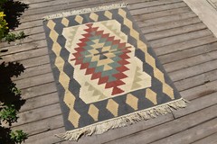 Turkish Kilim Rug 35”x45” Handwoven Oushak Kilim 90x117cm Wool Oriental Rug