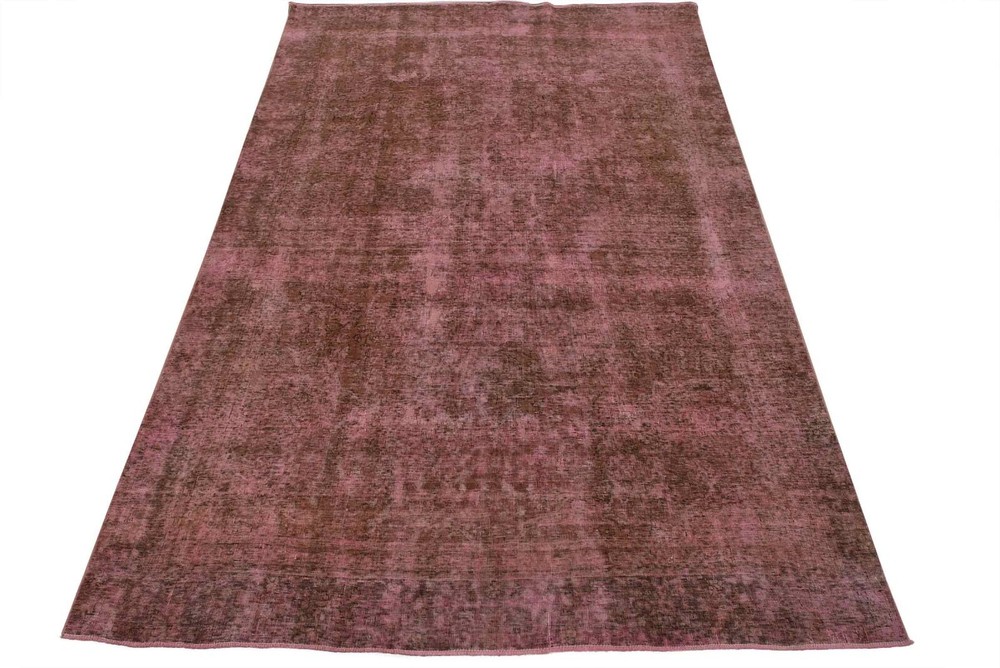 Tabrizi Rug 7'5'' x 10'8'' Pink Wool Vintage Distressed Hand-Knotted Carpet