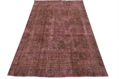 Tabrizi Rug 7’5” x 10’8” Pink Wool Vintage Distressed Hand-Knotted Carpet