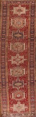 Geometric Rust Red Wool Hand-knotted 13 ft Runner Rug Oriental Carpet 3×13