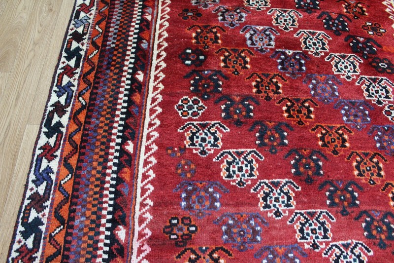 VINTAGE PERSIAN ORIENTAL QASHQAI RUG WITH DIAGONAL BOTEH DESIGN 230 X 148 CM gallery
