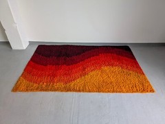 Large Rya Wool Rug “Gotland” Design 9×6