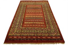 Gabbeh Rug 6’11” x 9’7” Red Wool Vintage Tribal Hand-Knotted Oriental Carpet