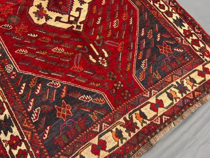 4'9x6'9 ft Caucasian Vintage Hexagonal Medallion Geometric Handknotted Wool Rug gallery