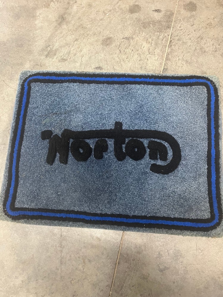 Norton Logo Throw Rug 26" x 35" circa 1980's by RK Stratman Great Collectable