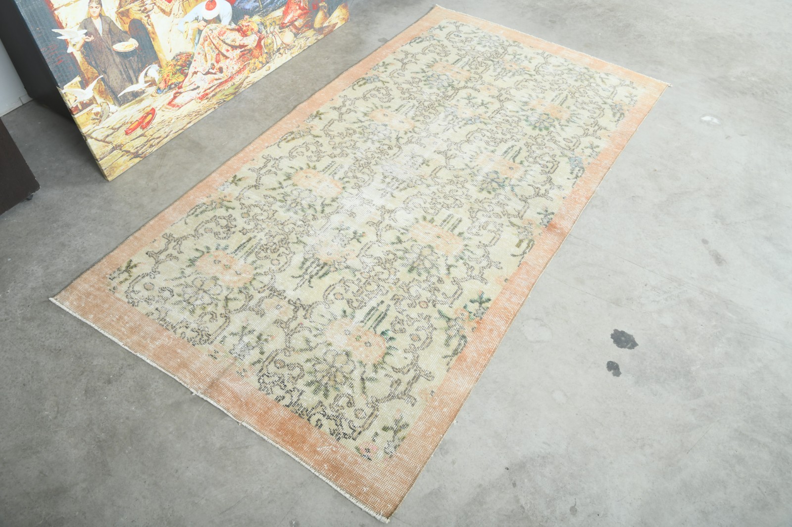 4x7 Turkish Small Vintage Oushak Wool Rug Boho Decor Hand-Knotted Carpet,1502 gallery