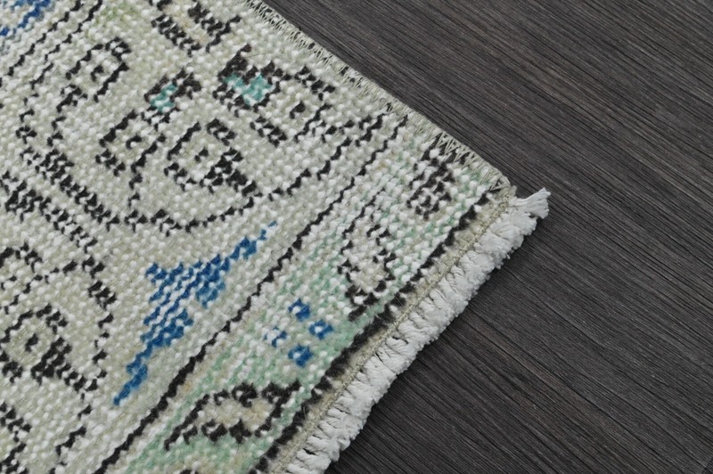 Vintage Turkish Runner Rug 2x10ft TAN Handmade Anatolian Oushak Hallway Wool gallery
