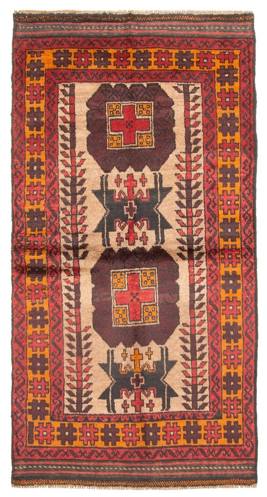 Vintage Geometric Area Rug 3'5" x 6'7" Traditional Hand-Knotted Wool Carpet