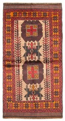 Vintage Geometric Area Rug 3’5″ x 6’7″ Traditional Hand-Knotted Wool Carpet