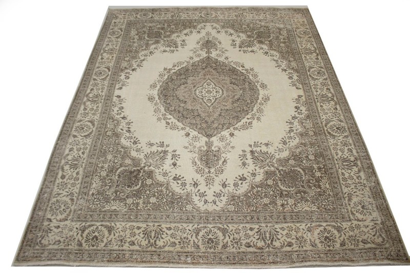 Antique Distressed Oriental Rug Classic Floral Design Vintage Carpet 10X13 ft gallery