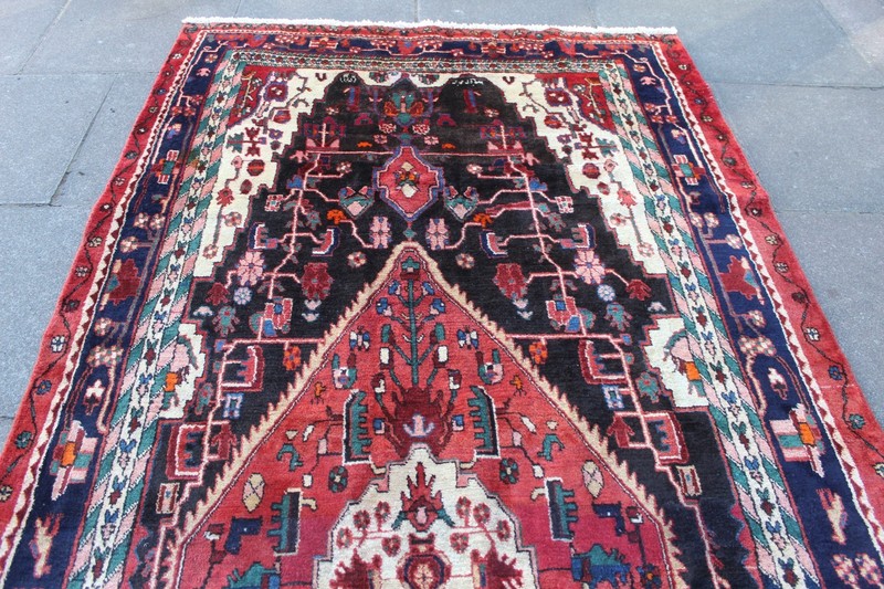 Vintage Hand Made Traditional Oriental Wool Black Long Corridor Carpet 366x166cm gallery